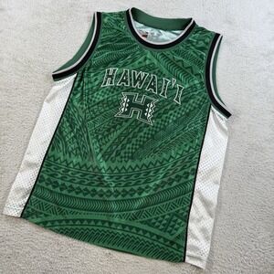 Hawaii Rainbow Warriors Jersey Mens Medium Green Tribal University Basketball